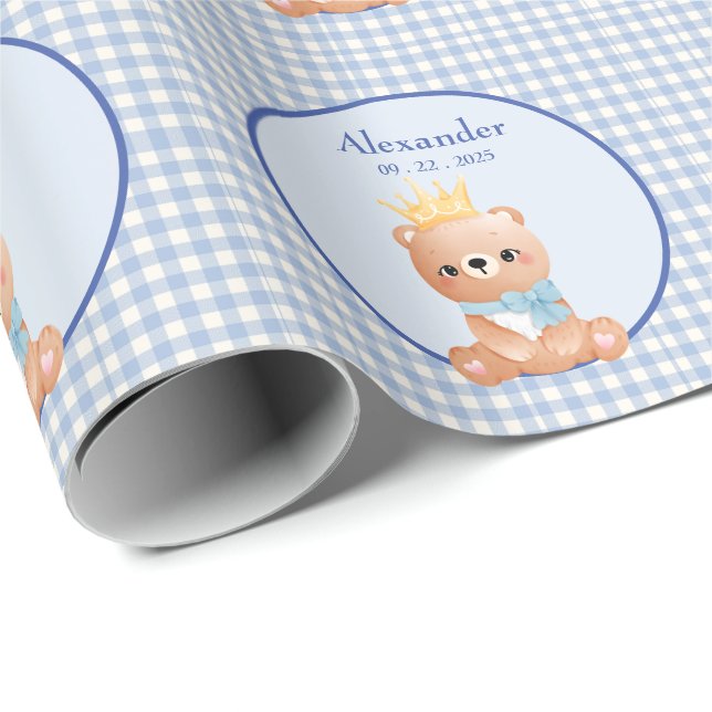 Papel De Regalo Bear Cub Niños Personalizados Cumpleaños (Esquina del rollo)