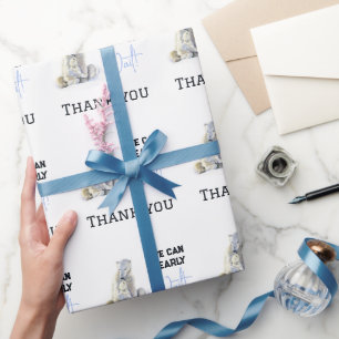 Papel De Regalo Bearly Wait Polar Bear Blue Boy Winter Baby Shower