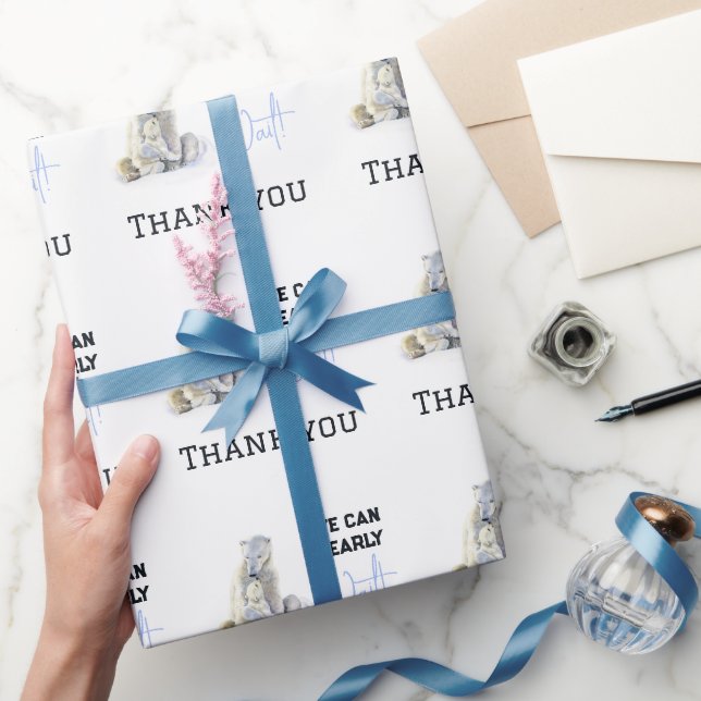 Papel De Regalo Bearly Wait Polar Bear Blue Boy Winter Baby Shower (Regalar)