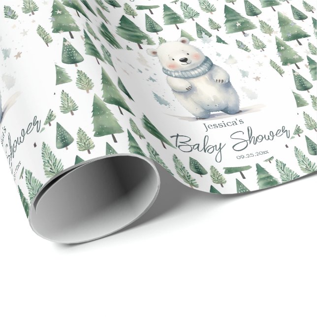 Papel De Regalo Bearly Wait Teddy Bear Winter Baby Shower (Esquina del rollo)