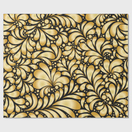 Papel De Regalo Beautiful Damask Gold & Black Wrapping paper roll