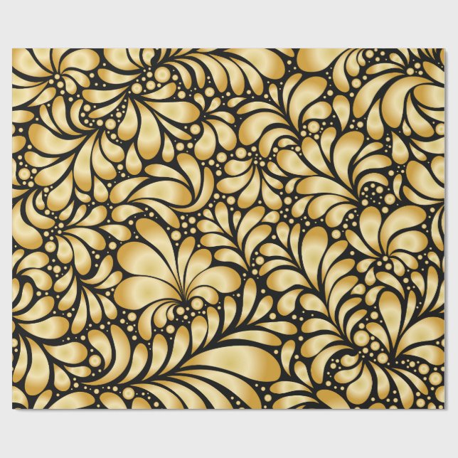 Papel De Regalo Beautiful Damask Gold & Black Wrapping paper roll (Superficie plana)