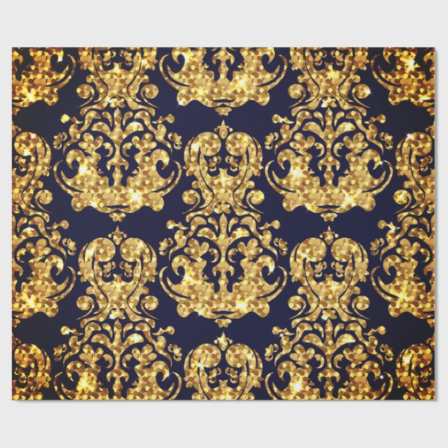 Papel De Regalo Beautiful Damask Gold & Black Wrapping paper roll (Superficie plana)