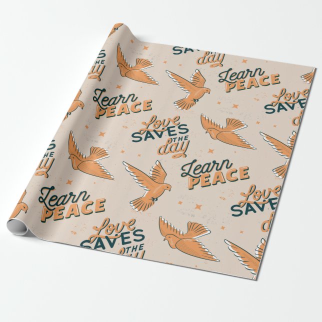 Papel De Regalo Beautiful Dove Peace Animal Pattern Cute Summer (Desenrollado)