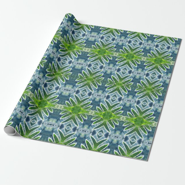 Papel De Regalo Beautiful, Green and Blue Fern Mandala (Desenrollado)