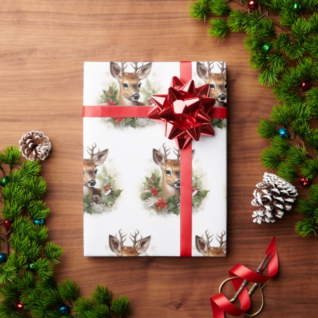 Papel De Regalo Beautiful Reindeer Christmas Holiday (Regalo de vacaciones)