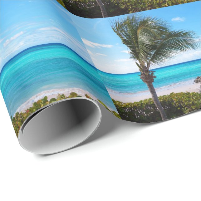 Papel De Regalo Beautiful Tropical Beach Breezy Palm Tree Pattern (Esquina del rollo)