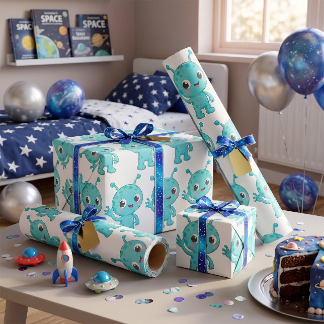 Papel De Regalo Bebé Alien Espacial Monstruo Adorable (Subido por el creador)