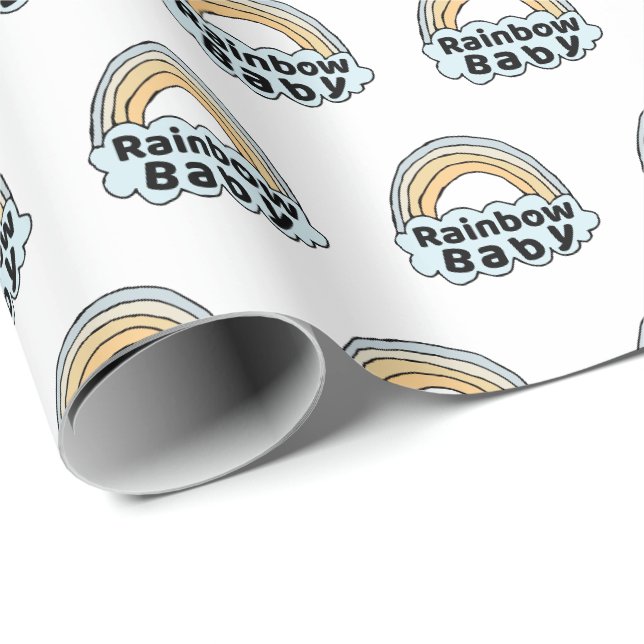 Papel De Regalo Bebé arcoiris neutral Nacimiento Bendición Milagro (Esquina del rollo)