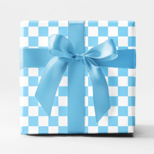 Papel De Regalo Bebé Azul y Blanco a Cuadros