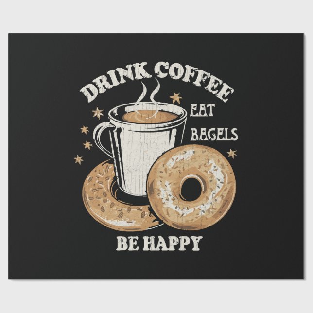 Papel De Regalo Bebe Café Come Bagels Sé Feliz (Superficie plana)
