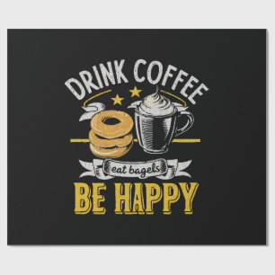 Papel De Regalo Bebe Café Come Bagels Sé Feliz