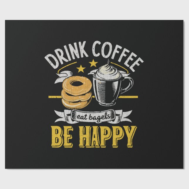 Papel De Regalo Bebe Café Come Bagels Sé Feliz (Superficie plana)