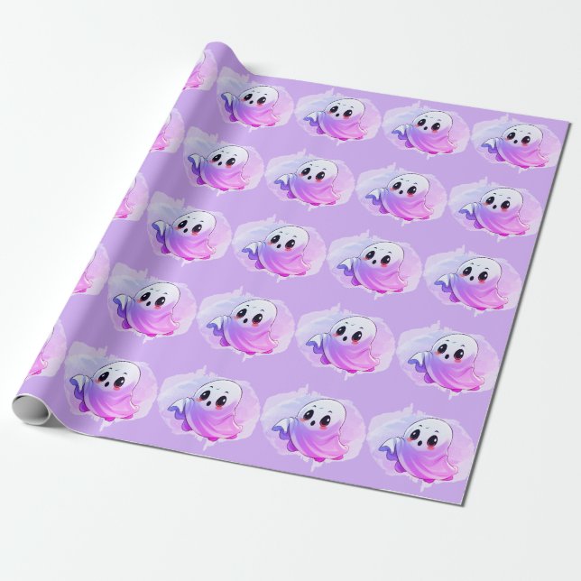 Papel De Regalo Bebé Duende Ducha de Bebe Temática de Halloween Mo (Desenrollado)