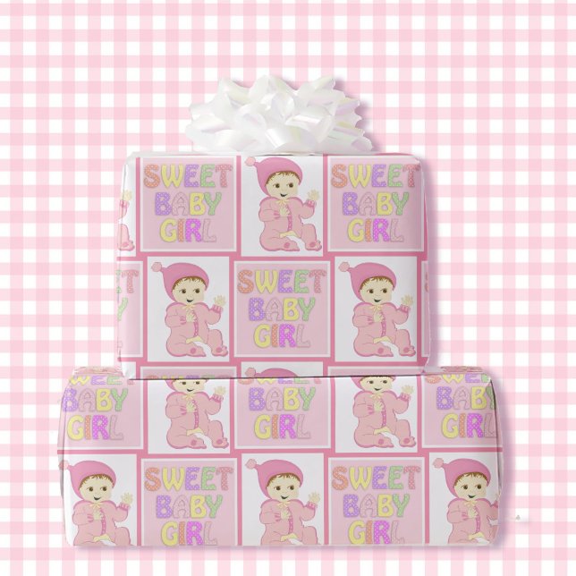 Papel De Regalo Bebé dulce en pastel rosa de Baby Shower (Subido por el creador)
