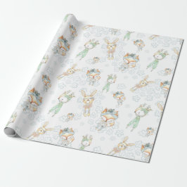 Papel De Regalo Bebé dulce Woodland Forest Animals Fox Bunny