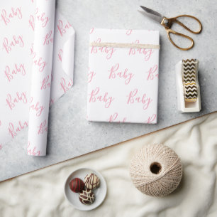 Papel De Regalo Bebé elegante rosado personalizado