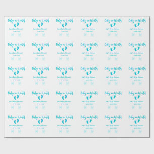 Papel De Regalo Bebé en invierno ducha de bebé azul pies bebé neva
