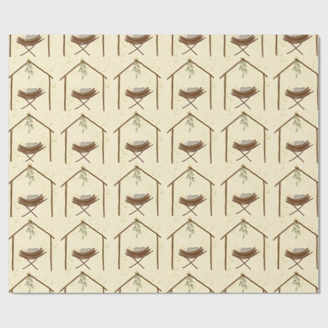 Papel De Regalo Bebé en un pesebre de Navidad envoltorio (Superficie plana)