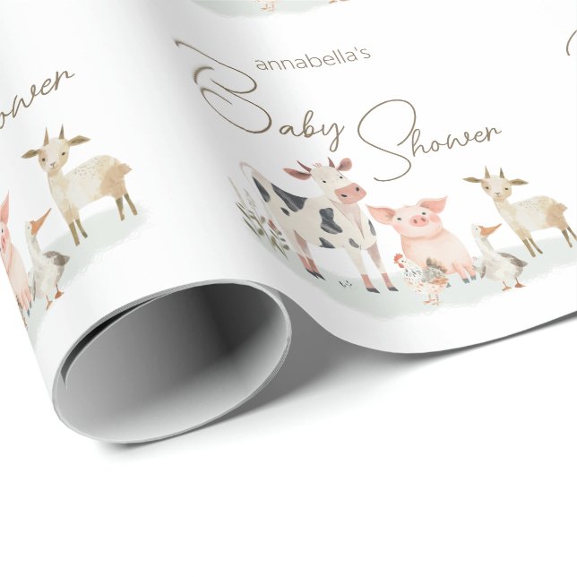 Papel De Regalo Bebé Granja Animales Cute tema del país (Esquina del rollo)