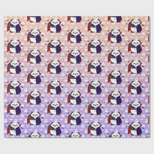 Papel De Regalo Bebé lindo de Halloween Vampiro Panda Dracula