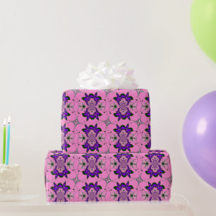 Papel De Regalo Bebé lindo Floral Rosa Morada Sombra Motif Art