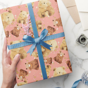 Papel De Regalo Bebé lindo oso rosa
