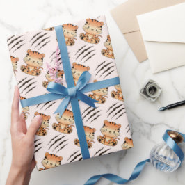 Papel De Regalo Bebé lindo tigre crudo cratching niños cumpleaños