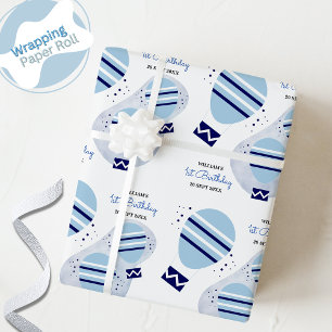 Papel De Regalo Bebé niño Balón de aire caliente Azul