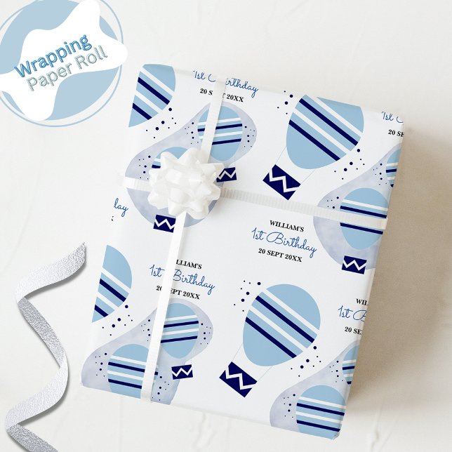 Papel De Regalo Bebé niño Balón de aire caliente Azul (Subido por el creador)