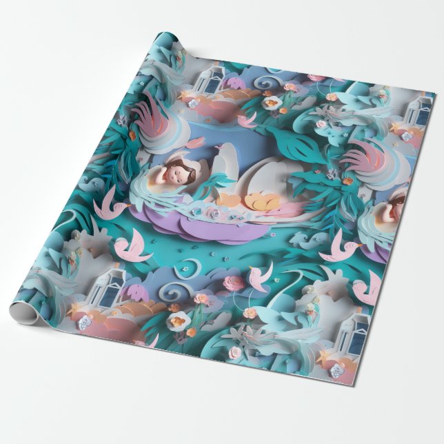 Papel De Regalo Bebé, nuevo patrón de nacimiento (Desenrollado)