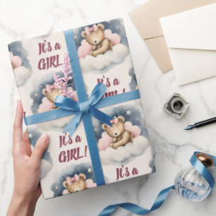 Papel De Regalo Bebé oso es un Baby Shower Chica