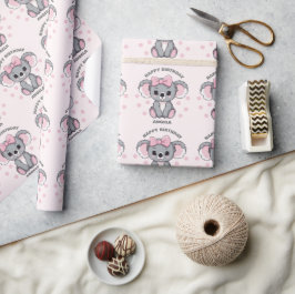 Papel De Regalo Bebé rosa Koala Bear