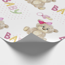 Papel De Regalo Bebé rosa oso color de agua bebé regalo de ducha