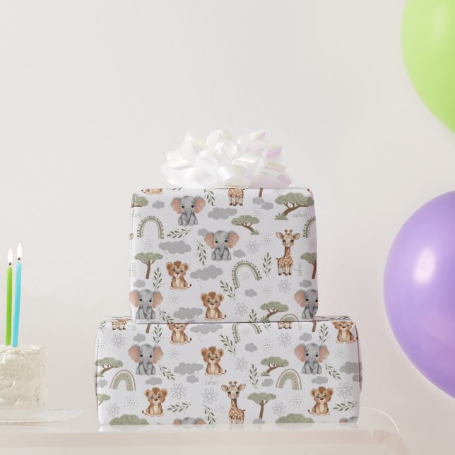 Papel De Regalo Bebé Safari con animales arde Baby Shower (Regalos de fiesta)