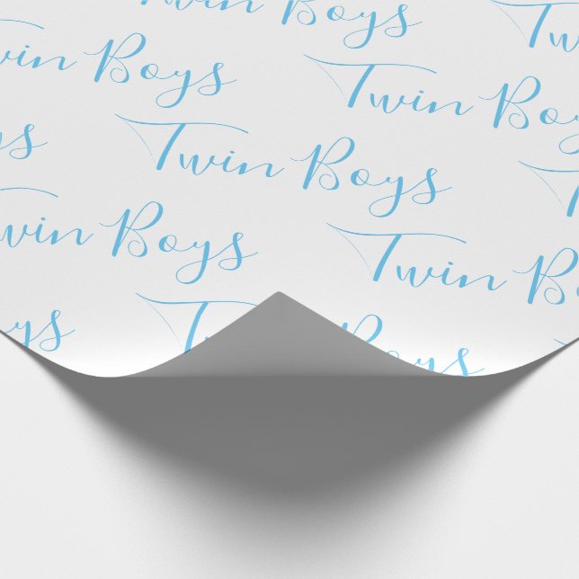 Papel De Regalo Bebé Script Blue Twin Boys Baby (Esquina)