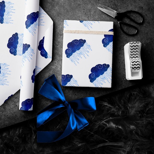 Papel De Regalo Bebé Sprinkle Royal Blue | Negrita Moody Rain Show (Subido por el creador)