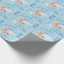 Papel De Regalo Bebé tiburón de cuarto cumpleaños personalizado ac