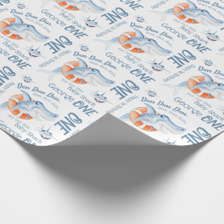 Papel De Regalo Bebé tiburón personalizado de primer cumpleaños ar