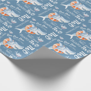 Papel De Regalo Bebé tiburón personalizado de segundo cumpleaño