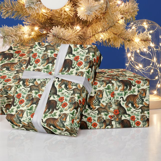 Papel De Regalo Bebé ventilado y tigre sin foco (Vacaciones)