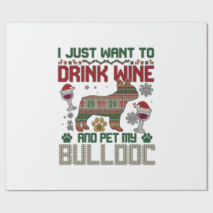 Papel De Regalo Bebe Vino Bulldog Perro Jersey Feo Sombrero de San