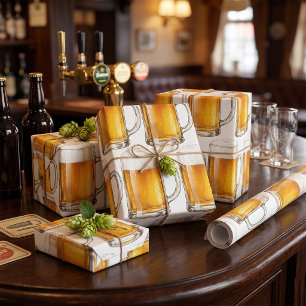 Papel De Regalo Bebedor de Taza de Cerveza Fría Espumosa