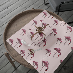 Papel De Regalo Bebedor de vino con patrón de flamenco rosa divert