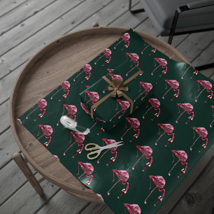 Papel De Regalo Bebedor de vino con patrón de flamenco rosa divert