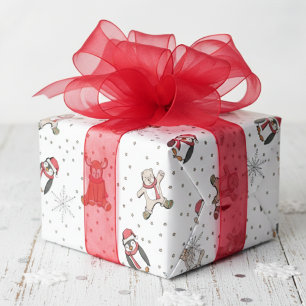 Papel De Regalo Bebés blancos primeros animales de invierno de Nav