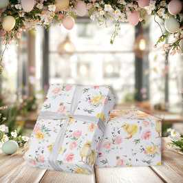Papel De Regalo Bebés de Pascua Chicas Floral de primavera