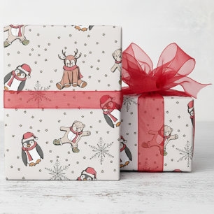 Papel De Regalo Bebés dulces Primeros animales de invierno de Navi