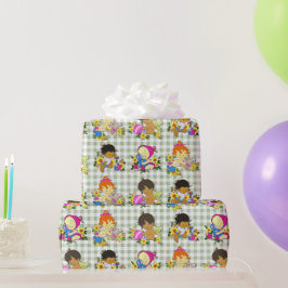 Papel De Regalo Bebés finos retro colorido salvia verde