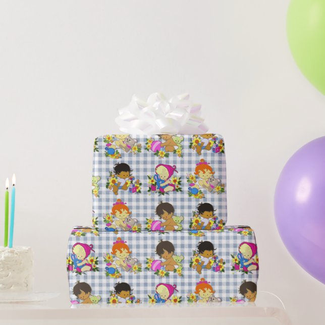 Papel De Regalo Bebés finos retro coloridos (Regalos de fiesta)